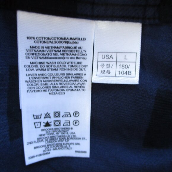 Brooks Brothers Shirt Mens L Blue Black Buffalo Plaid Pinwale Corduroy Regent - Picture 7 of 13